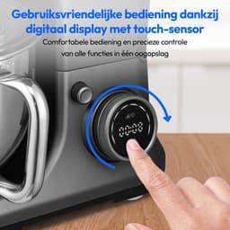 MEDION 3 in 1 universele keukenmachine (digitaal, 1200 watt, 8 standen, mengen kneden roeren hakkenmolen, ijscoupe voor het bereiden van ijs, digitaal aanraakscherm, MD18430) Titanium — thumbnail 4