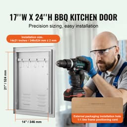 Grill Toegangsdeur - Buitenkeuken Deur - Buiten Koken - Roestvrij Staal - 610 x 431 mm - Zilver — thumbnail 4