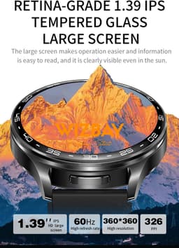 WizBay Premium Select® 2-in-1 Sport Smartwatch met Verborgen Oordopjes - 1,39 Inch - Bluetooth Bellen - Hartslag Bloeddruk Zuurstof - AI Voice - MP3 - IP67 - Zwart — thumbnail 3