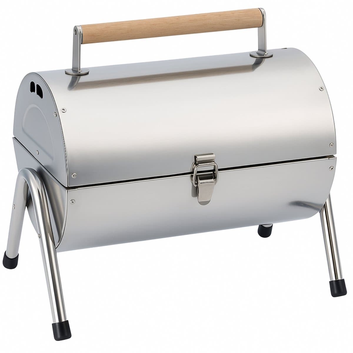 alpina Houtskool BBQ - Draagbare BBQ met Handgreep - Barbecue Camping met Ventilatie En Sluitclip - Houtskoolbarbecue Compact 38 x 30 x 19 cm - RVS — afbeelding 1