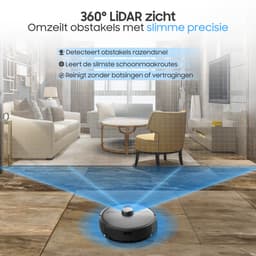 Sweepo® Smart Robotstofzuiger met Dweilfunctie – Met Laadstation – LiDAR Navigatie – Met App – Voor Huisdieren – Automatisch Hervatten — thumbnail 3