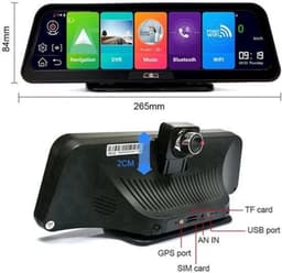 Dashcam voor Auto - 10" 4G Android 8.1 Dashcam - GPS Navigatie, Dual 1080P Camera - ADAS Rijhulp - Parkeermodus - Achteruitrijcamera - WiFi - Bluetooth - G-Sensor - Loop Recording - Zwart — thumbnail 3