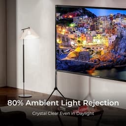 Beamer - Projector - Mini Projector - Full HD Native 1080P - met 120-inch E-ALR Projectorscherm & Stand – Outdoor Camping & Home Theater – EU Plug — thumbnail 4