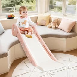 Glijbaan voor kinderen, indoor glijbaan voor bed en bank, peuter bedzijglijbaan met antislip basis, klimglijbaan speelset voor slaap- en woonkamer, Montessori-speelgoed voor de speelplaats, roze — thumbnail 1