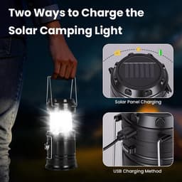 Campinglamp op zonne-energie, draagbare ultra heldere led-lantaarn, opvouwbare hanglamp, survivalkit voor wandelen, noodapparatuur, stroomuitval — thumbnail 4