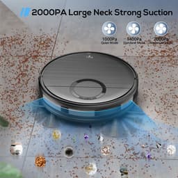 Teendow T7S robotstofzuiger en dweil, 2000Pa krachtige zuigkracht, 230ml watertank, slimme app- en spraakbediening, 100 min looptijd, zelfopladend, 4 reinigingsmodi, obstakelvermijding, ideaal voor huisdiereigenaren — thumbnail 2