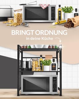 Magnetronrek Keukenrek - Voorraadrek Bakkersrek - Keuken Organiseren - Verstelbaar In Hoogte Lengte - 3 Lagen - Zwart — thumbnail 3
