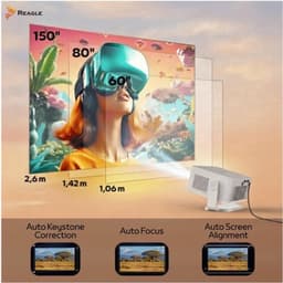 Mini Beamer Android 14 - 300 ANSI Lumen HD 720p - LED Projector - Compact Draagbaar - Thuisbioscoop Entertainment — thumbnail 4