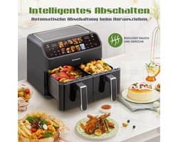 Heteluchtfriteuse - 2000W Dubbele Korf - 9L Capaciteit - LED Touch Display - Voor Thuisgebruik