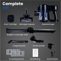 Saaf G90 Steelstofzuiger - 250W - Steelstofzuiger Draadloos - Stofzuiger Zonder Zak - 7-delige set met Buigbare Steel - 30kPa - Kruimeldief - Zwart — thumbnail 3