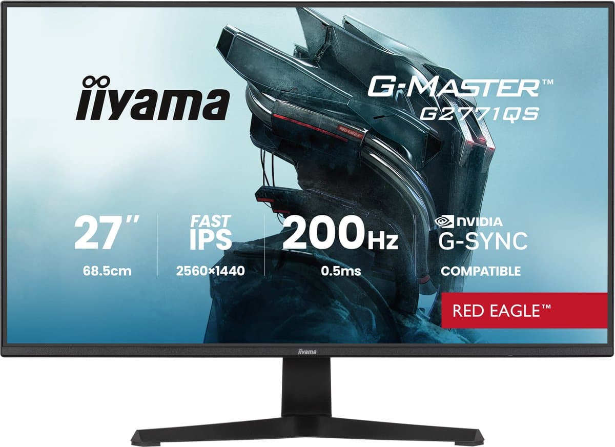 iiyama G-Master G2771QS-B1 Red Eagle - 27 inch - QHD - IPS - 200 Hz - G-Sync compatible — afbeelding 1