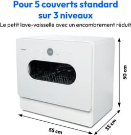 MEDION Mini Vaatwasser DWT51 (tafelmodel vaatwasser met touchbediening, emmerfunctie, 5 couverts, werkt met/zonder wateraansluiting, 7 reinigingsprogramma's, voorkeuze starttijd, MD 37766) wit — thumbnail 4