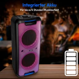 MEDION PX-1 Plus Partybox (accu, met microfoon, draagbare Bluetooth-luidspreker, muziekbox, lichteffecten, karaoke, 2 microfooningangen, AUX, USB) — thumbnail 5