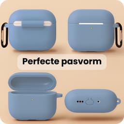 Hoesje - Geschikt voor Apple Airpods Pro 3 - Siliconen Hoes met Clip - Silicone Case Cover - Lichtblauw — thumbnail 3