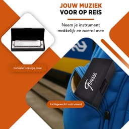 Finesse Mondharmonica - C Majeur - met Case - voor Volwassenen & Kinderen - Zilver — thumbnail 4