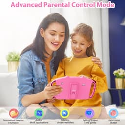 Mrs. Jones Kids Tablet 7 In Android Tablet for Kids with WiFi Quad Core Childrens Tablet 2G+32G Dual Camera Parental Control Kid Friendly Cover-Pink . — thumbnail 3