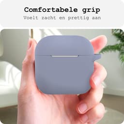 Case - Geschikt voor Apple AirPods 4 / 5 - Siliconen Hoes met Clip - Silicone Hoesje Cover - Lila — thumbnail 4