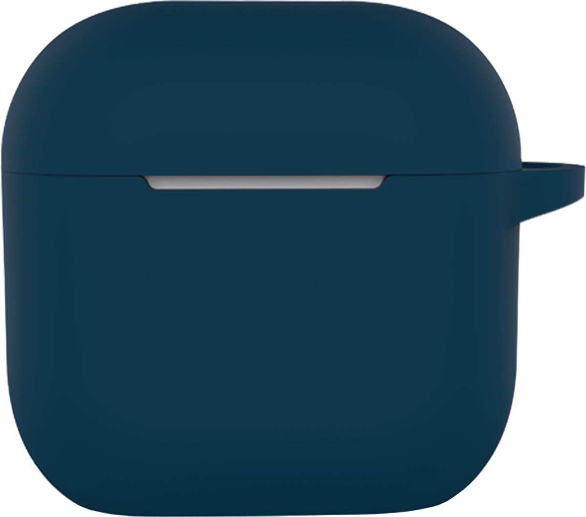 Hoesje - Geschikt voor Apple AirPods 4 - met Clip - Siliconen Hoes - Silicone Case Cover - Navy — afbeelding 1