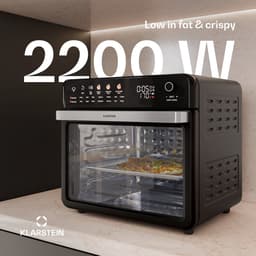Klarstein Airfryer AirGlaze Digitale Heteluchtfriteuse – 34 L, 2000 W, 19 Programma’s, Rotisserie, Touchdisplay, 40–350 °C, Pizzasteen & Grillroosters, Dubbel Glasdeur, Zwart - voor Keuken - Timer - Heteluchtoven — thumbnail 4