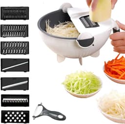 Groentenhakker - Keukenmachine - Maaltijden Bereiden - Ingebouwde Afvoermand - 22.6 cm - Grijs — thumbnail 1