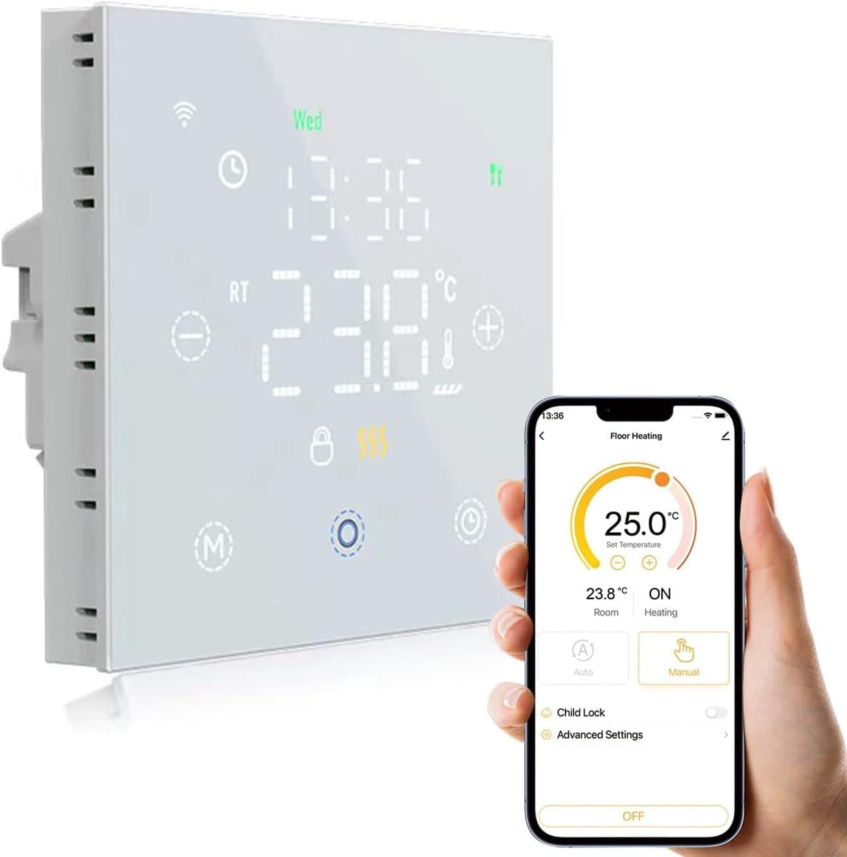 Slimme Thermostaatkraan - Verwarmingsthermostaat Slim - Energie Besparen - App Bediening - 5A - Wit — afbeelding 1