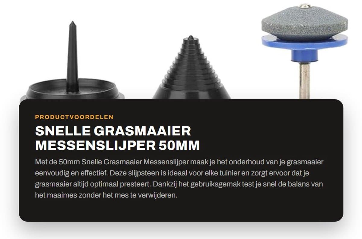Dailygoods - Snelle Grasmaaier Messenslijper - 50mm Slijpsteen - Voor Outdoor Gebruik - Grasmaaier Onderhoud - Geschikt voor Grastrimmers — afbeelding 1
