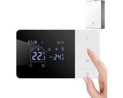 Slimme Thermostaat - Temperatuurregelaar Huis - Comfort Verhogend - App en Stem Bediening - 14x81x2cm - Zwart Wit
