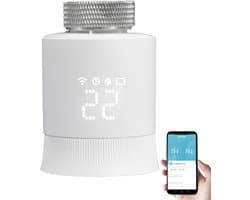Slimme Radiatorknop - Digitale thermostaat - Energie besparen - Spraak en app bediening - 6 Adapters - Wit
