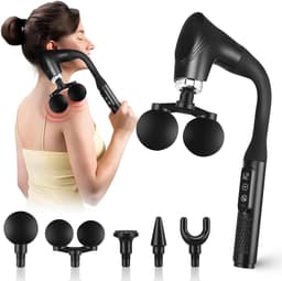 Dubbele Massage Gun - Spierherstel Apparaat - Spierontspanning Thuis - Verlengde U-Handgreep - 12 Snelheden - Zwart — thumbnail 1