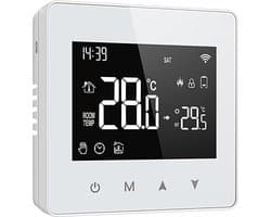 Slimme Thermostaat - Digitale Regelaar - Energie Besparen - App en Spraakbesturing - 8.6 x 8.7cm - Wit