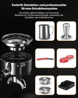 COWSAR Espressomachine met geïntegreerde conische maler - 30 maalstanden - PID-temperatuurregeling - drukmeter - roestvrijstalen espressomachine met kopjeswarmer - voor latte macchiato - cappuccino en espresso — thumbnail 3