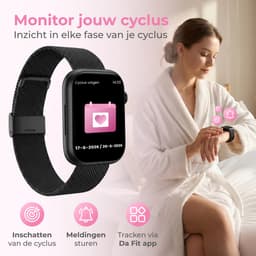 Nuvance Smartwatch Dames - Smartwatch Heren - Stappenteller Horloge Dames - Hartslagmeter - Sporthorloge - Geschikt voor iOS/Android - Incl. 5 Bandjes - Zwart — thumbnail 3