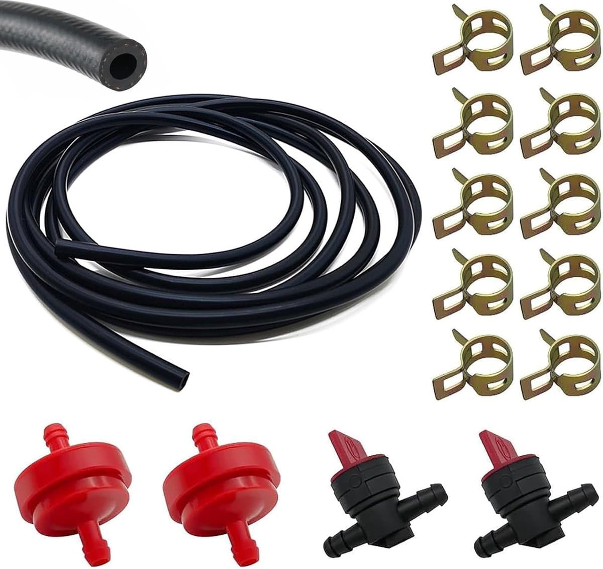 Benzineslang 2m 6mm Set - Inclusief brandstofkraan en brandstoffilter - Voor onderhoud grasmaaier en generator - ShopVlot — afbeelding 1