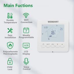 Slimme Kamerthermostaat - Verwarming Regelaar - Energie Besparen - App & Spraakbesturing - AC230V 16A - Wit — thumbnail 3