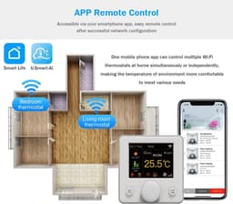 Slimme Wifi Thermostaat - Klimaatregelaar - Comfort Verhogend - 4-buis Systeem Ondersteuning - 8.6 x 8.6 cm - Wit — thumbnail 5