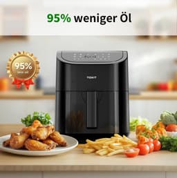 Airfryer - Heteluchtfriteuse - Gezond Koken - 10 Multifunctionele Programma's - 4.5 Liter - Zwart — thumbnail 2