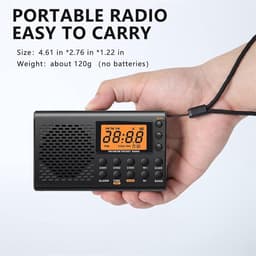 Draagbare Noodradio - Zwart - AM/FM - Oplaadbaar & Op Batterijen - Draagbare Radio - Wereldradio - Noodpakket Must Have - Zakradio - Voor Rampen - Kleine - Transistor Radio - Telescopische Antenne - Zwart — thumbnail 3
