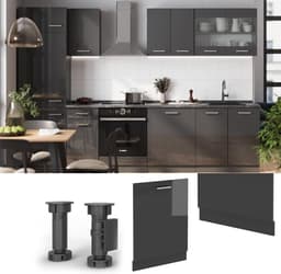 Vaatwasserpaneel - Keukenfront - Keuken Inrichting - Geïntegreerde Stijl - 60 cm - Antraciet Hoogglans — thumbnail 3