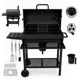 Houtskool BBQ - Smoker Barbecue XL - BBQ met Wielen - 70x37cm Grilloppervlak - Zijpanelen - Zwart - Inclusief Crème Brûlée Brander en Gasaansteker als Cadeau — thumbnail 3