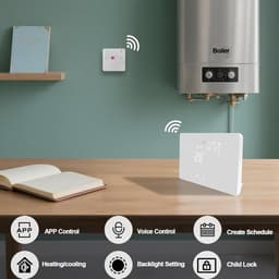 SnelShoppen - Smart Wireless Thermostat WiFi met RF Ontvanger 5A voor Verwarming, Programmeerbare Thermostaat voor Boiler, Compatibel met Alexa, Tuya/ — thumbnail 5