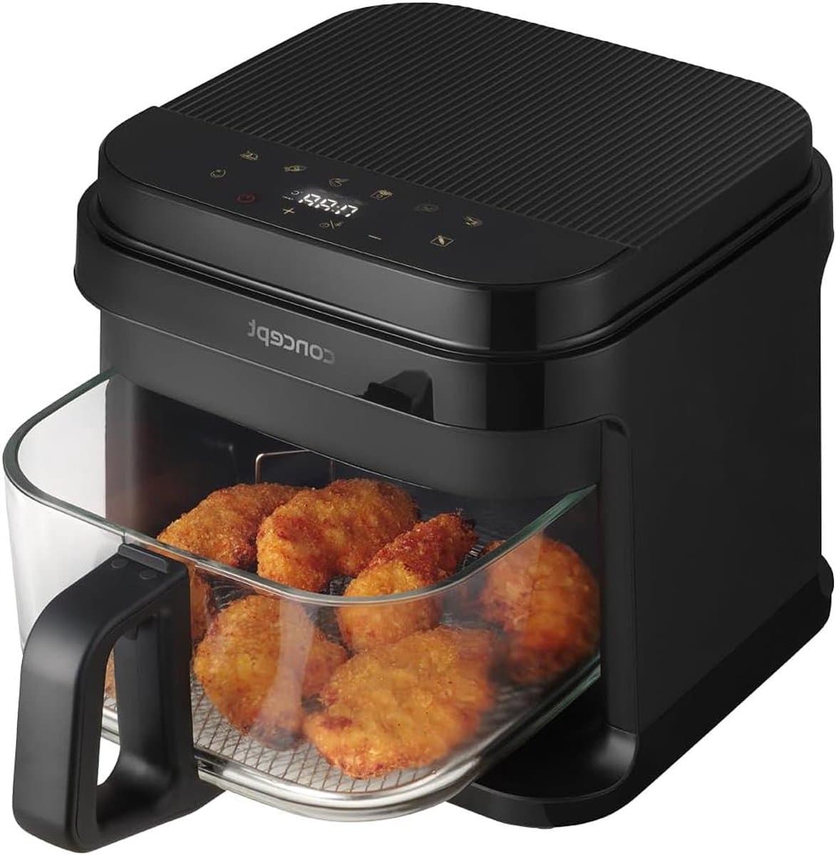 Heteluchtfriteuse - Gezond Frituren - Lekkere Maaltijden - Glazen Frituurmand - 55 Liter - Zwart — afbeelding 1