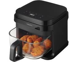 Heteluchtfriteuse - Gezond Frituren - Lekkere Maaltijden - Glazen Frituurmand - 55 Liter - Zwart