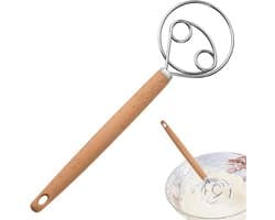 SnelShoppen - Danish Pasta Mixer, RVS Spiral Mixer met Houten Handvat, Duurzame Egg Broom, Keuken Gereedschap voor Perfecte Pasta, 1 Stuk