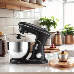 Keukenmixer – Mengmachine – Bakmixer – Deegkneder – Standmixer – 1400W Krachtige Motor – 4,5 Liter RVS Mengkom – Zwart — thumbnail 3