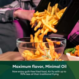 Luchtfriteuse met Dubbele Mand - Airfryer Heteluchtfriteuse - Gezond Koken - Dubbel Zichtvenster - 8 Liter - Zwart — thumbnail 3
