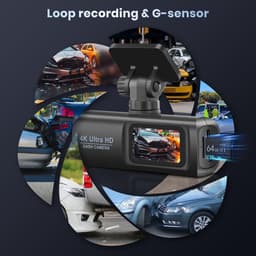 SnelShoppen - Hodozzy Dashcam Voor En Achter Auto, Dual Front En Binnenruimte Autocamera, FHD 1080p, 64G Kaart, 3,16 Inch IPS-Scherm, G-sensor, Parkee — thumbnail 2