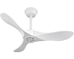 COVREO Plafondventilator 91 cm wit, 3 bladen hout, zonder verlichting