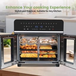 Heteluchtfriteuse – Airfryer - Airfryer Oven XXL - 23L - Dubbele Lades - 2200W - 240V - LED Touchscreen – 15 Programma’s - Kijkvenster - Zwart — thumbnail 3