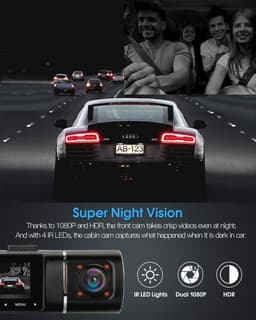 Dash Cam Auto - Autocamera Rijrecorder - Veiligheid Onderweg - Dubbele 1080P Opname - 310 Graden - Zwart — thumbnail 2
