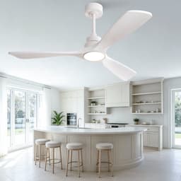 52 inch Plafondventilator in puur wit - Draadloze afstandsbediening - 3 kleurtemperaturen instelbaar - 6 snelheden - Omkeerbare DC-motor - Drie massief houten versterkte bladen — thumbnail 3